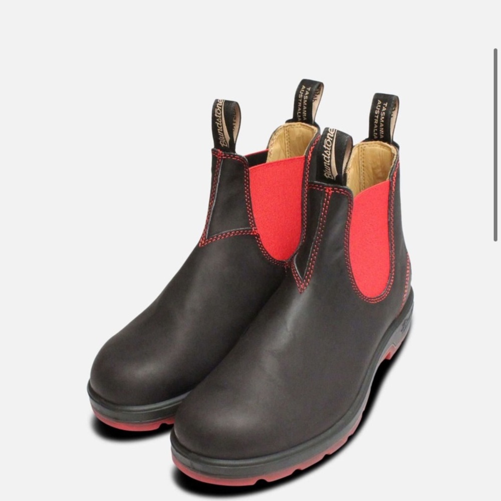 Blundstone 1316 Black & Red Ankle Chelsea Boots